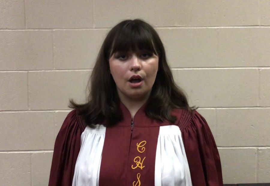 Senior Lily Drannen sings in the NMEA All-State Chorus. This year, chorus members recorded their parts individually, which will be compiled into a virtual performance. 