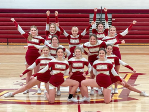 The 2020-21 Conestoga Cheerleaders pose during the Cheer Showcase. The team holds a showcase every year as a last rehearsal before the state contest.