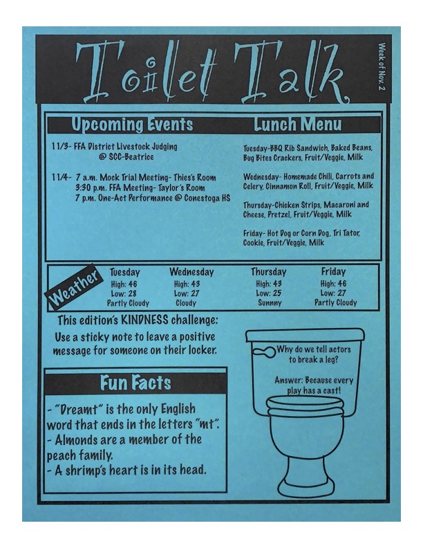 Check out Toilet Talk for all your weekly updates.