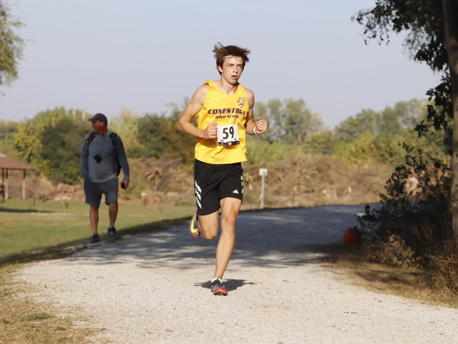 Joe V running for the cougars at a cross country meet